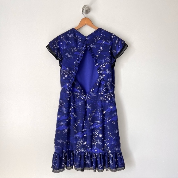 Three Floor Navy Blue Afterglow Cosmic Star Printed Mini Dress - Picture 13 of 15